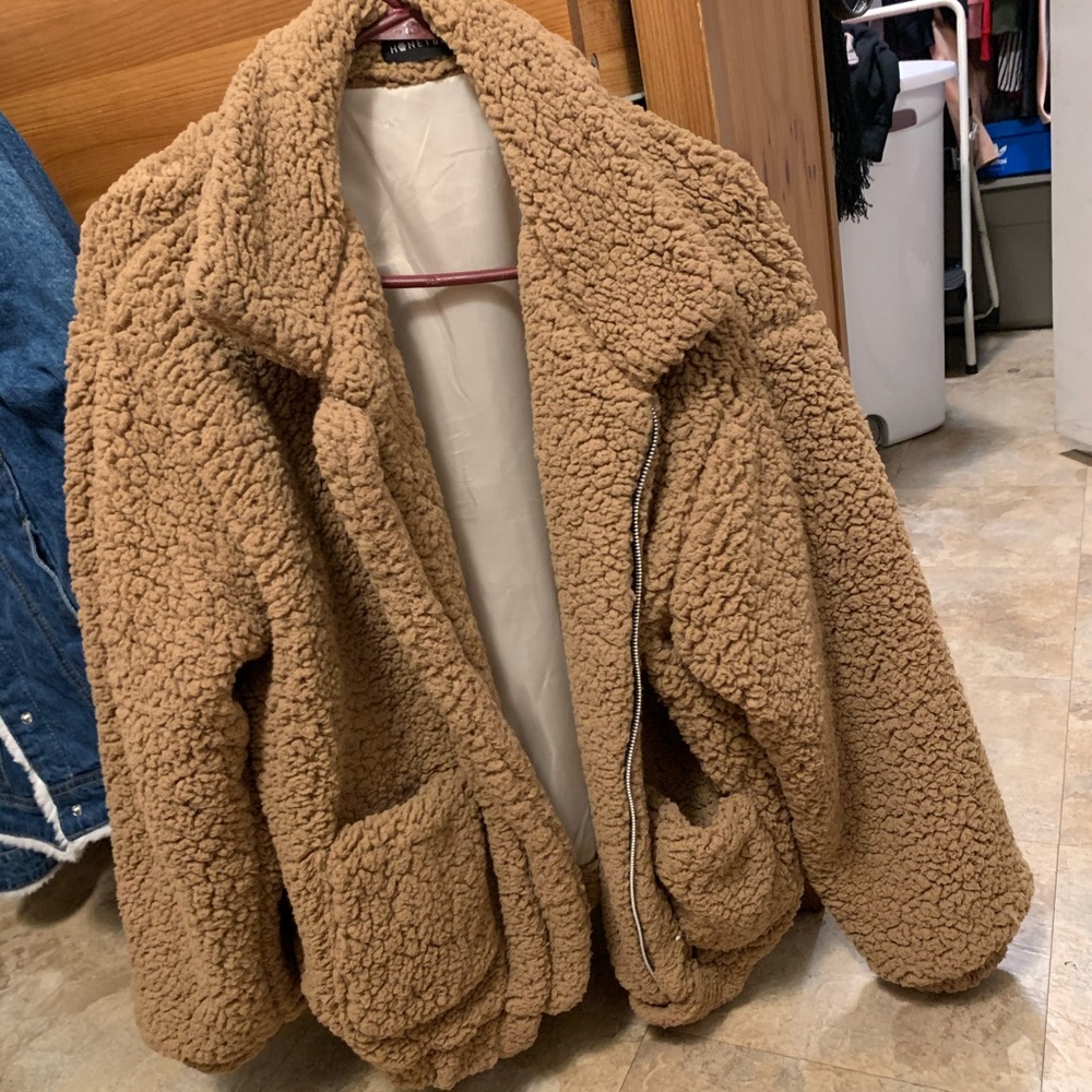 Brown teddy coat